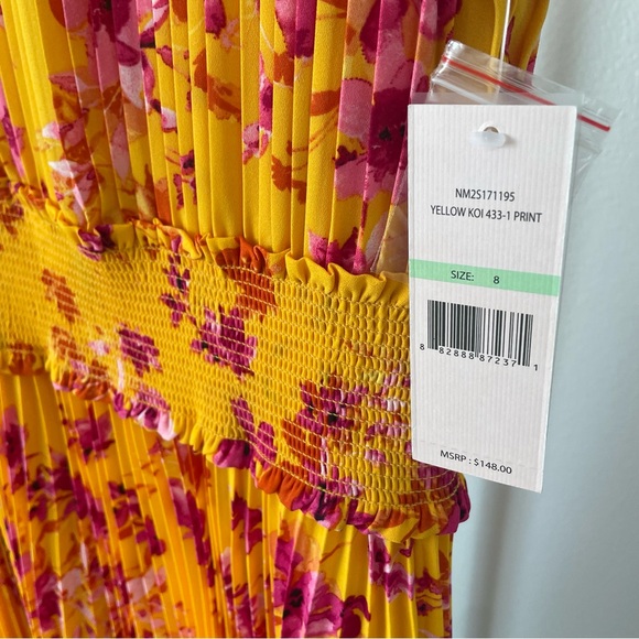 Nanette Lepore High Neck Gold Floral Midi Dress Size 8 NWT - Picture 6 of 7